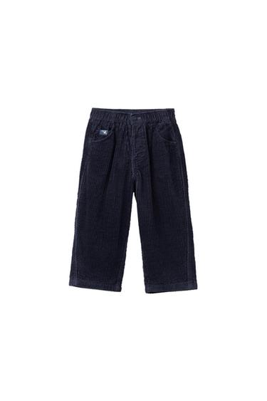CORDUROY SEERSUCKER BAGGY TROUSERS - Blue by Zara