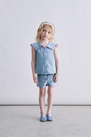 TOP DENIM ONDAS - Azul medio de Zara