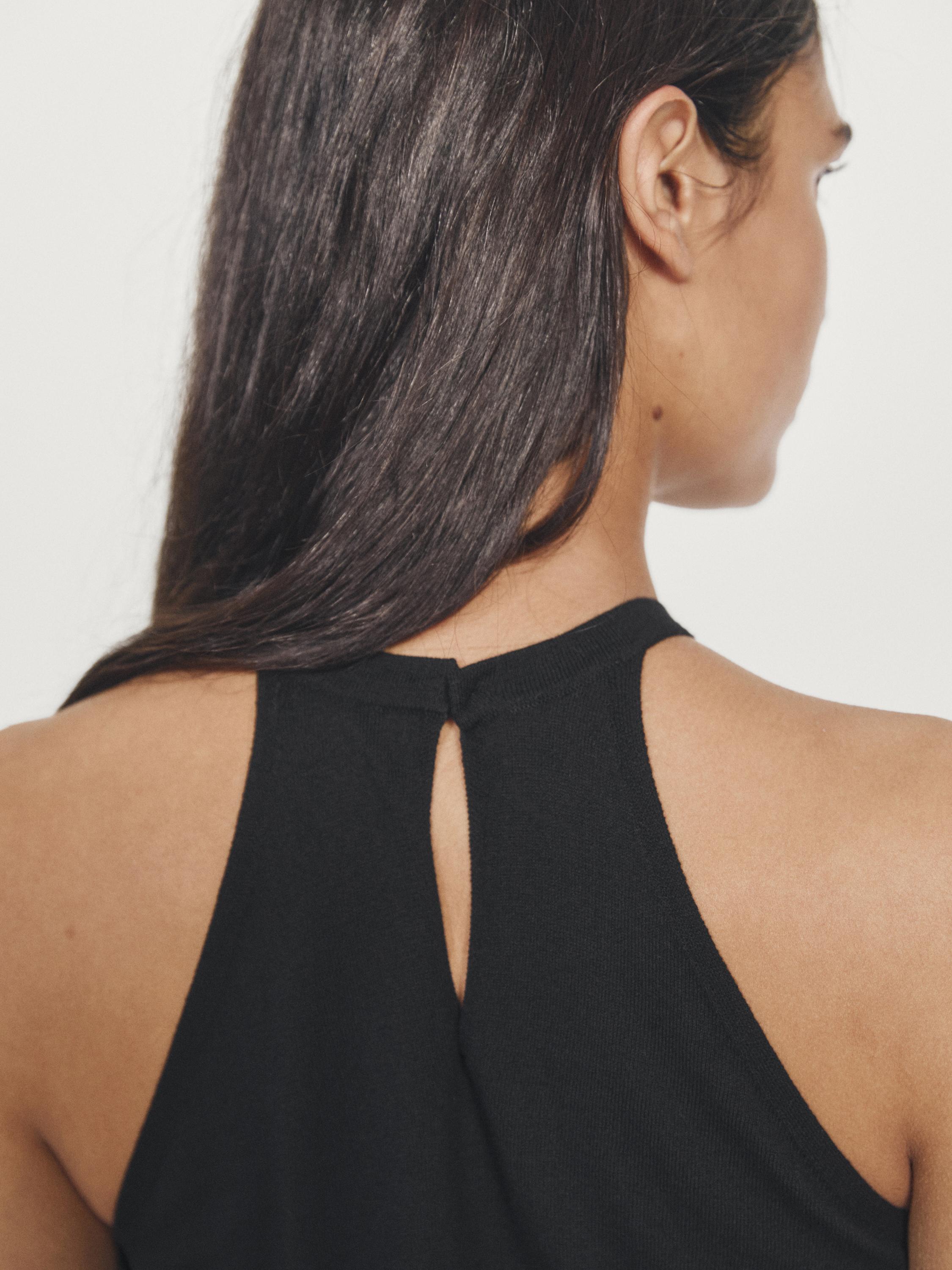 Top en maille de coton avec fleur