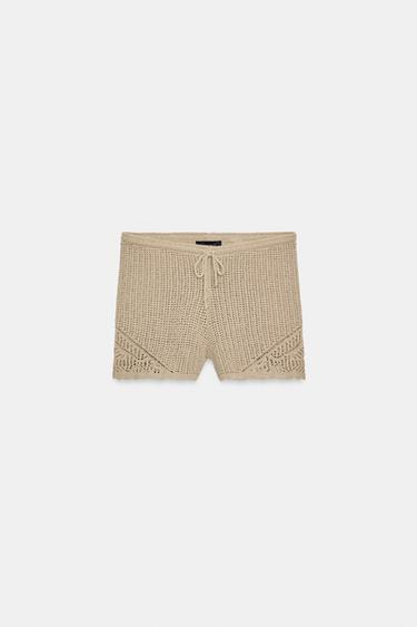 SHORT EN MAILLE POINTELLE - Marron clair de Zara - Image 5