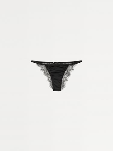 Braguita con seda detalle encaje - Negro de Zara