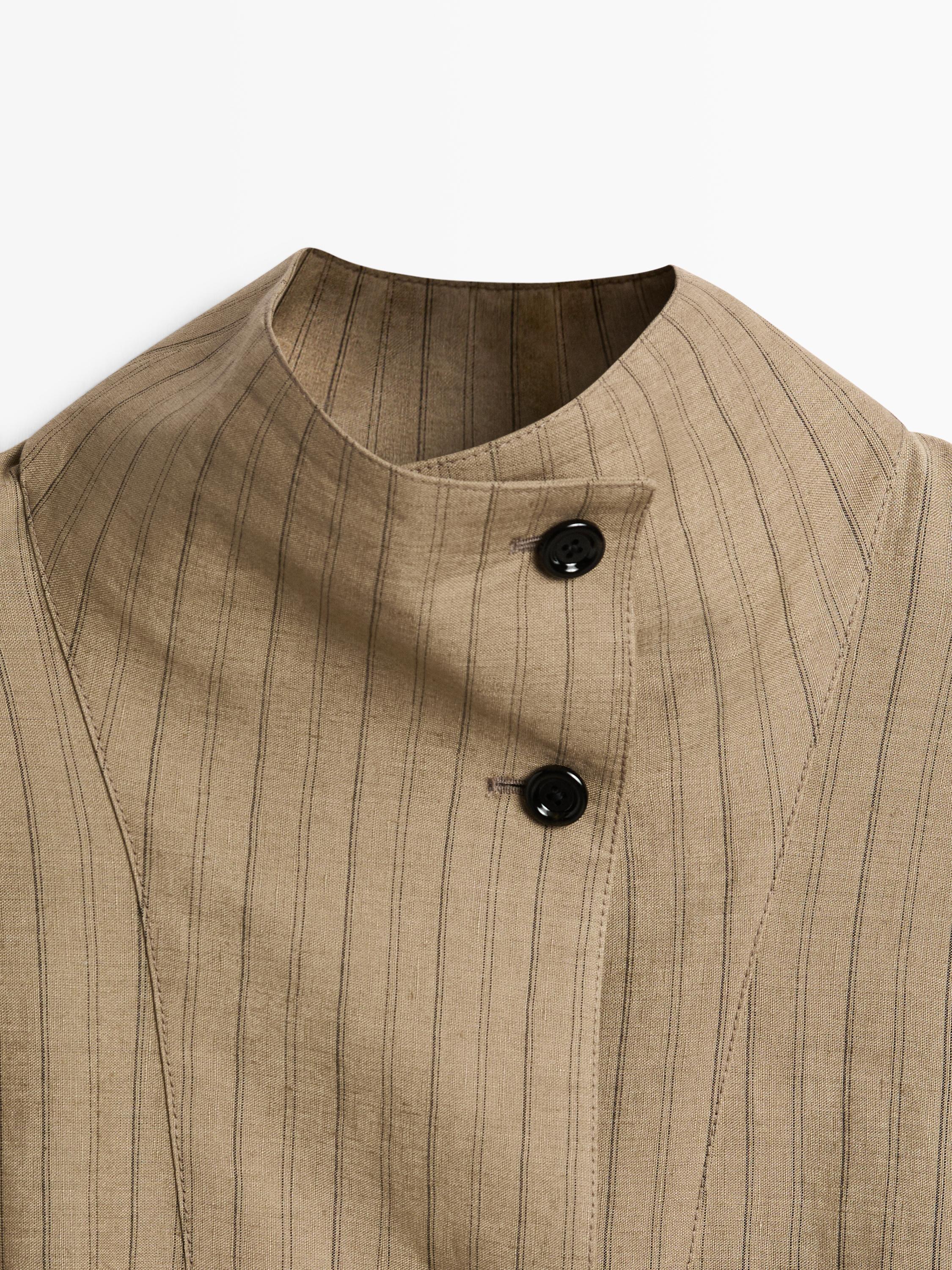 Veste bomber à rayures en mélange de lin