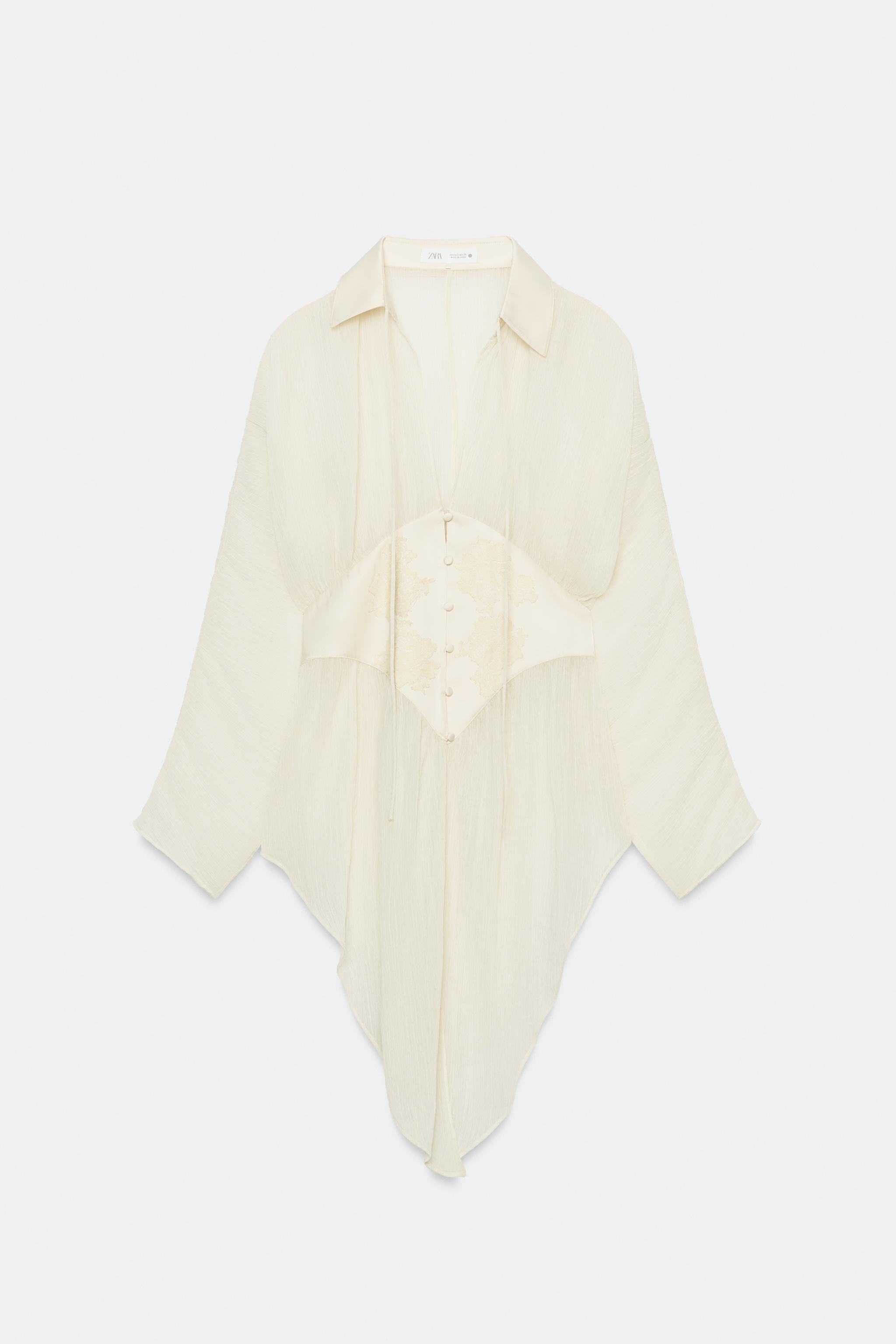 BLOUSE EN GEORGETTE AVEC DENTELLE ZW COLLECTION
