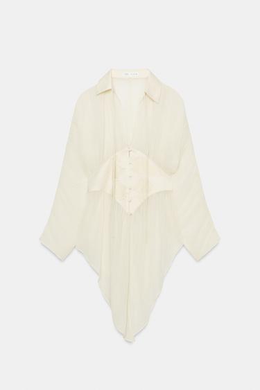 ZW COLLECTION GEORGETTE LACE BLOUSE - Ecru by Zara - Image 7