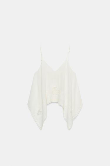 TOP EN GAZE ASYMÉTRIQUE BRODÉ - Blanc cassé de Zara - Image 9