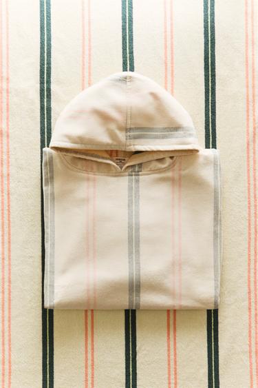 Zara CHILDREN’S MULTICOLORED STRIPE BEACH PONCHO - Ecru
