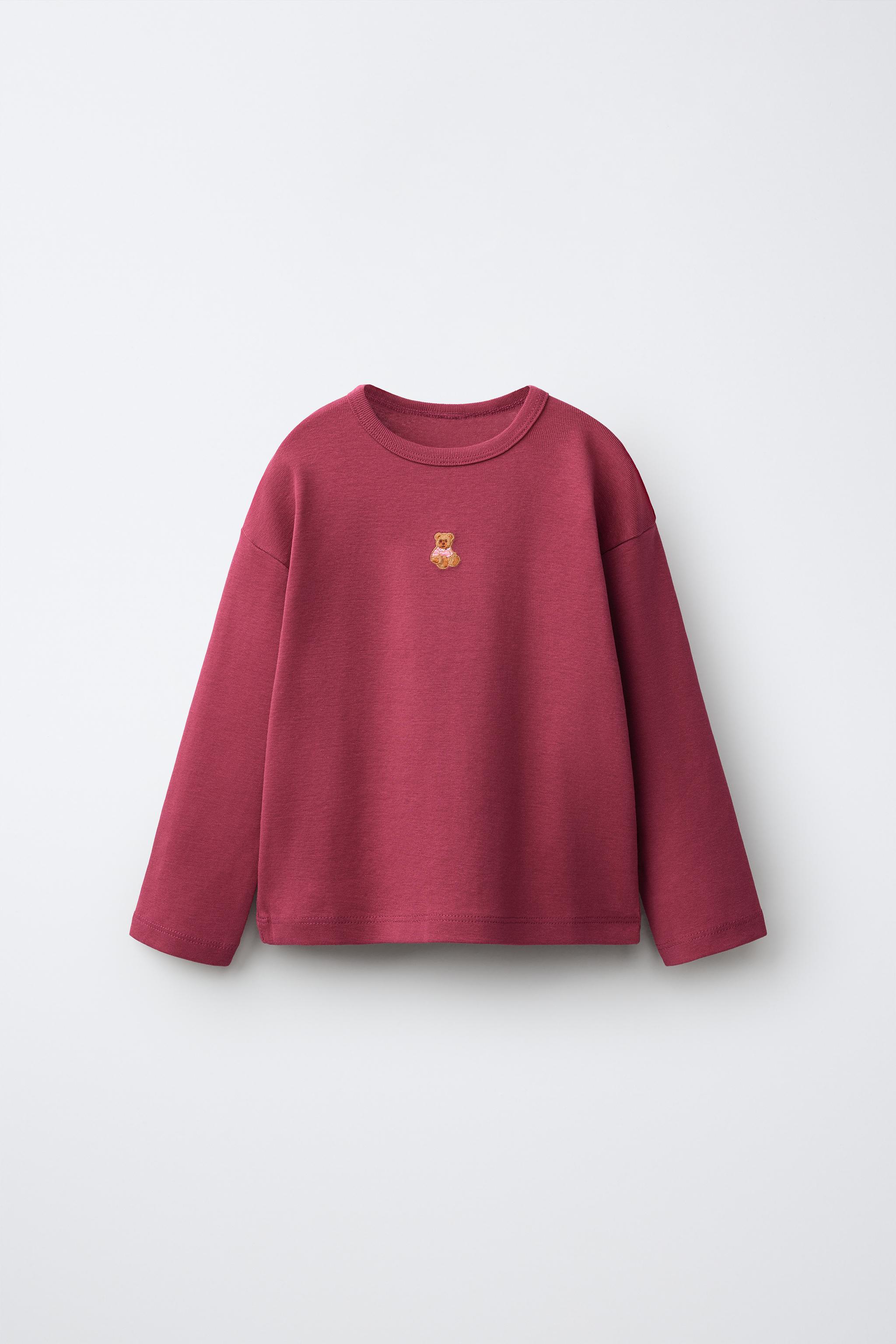 EMBROIDERED ANIMAL T-SHIRT — Burgundy