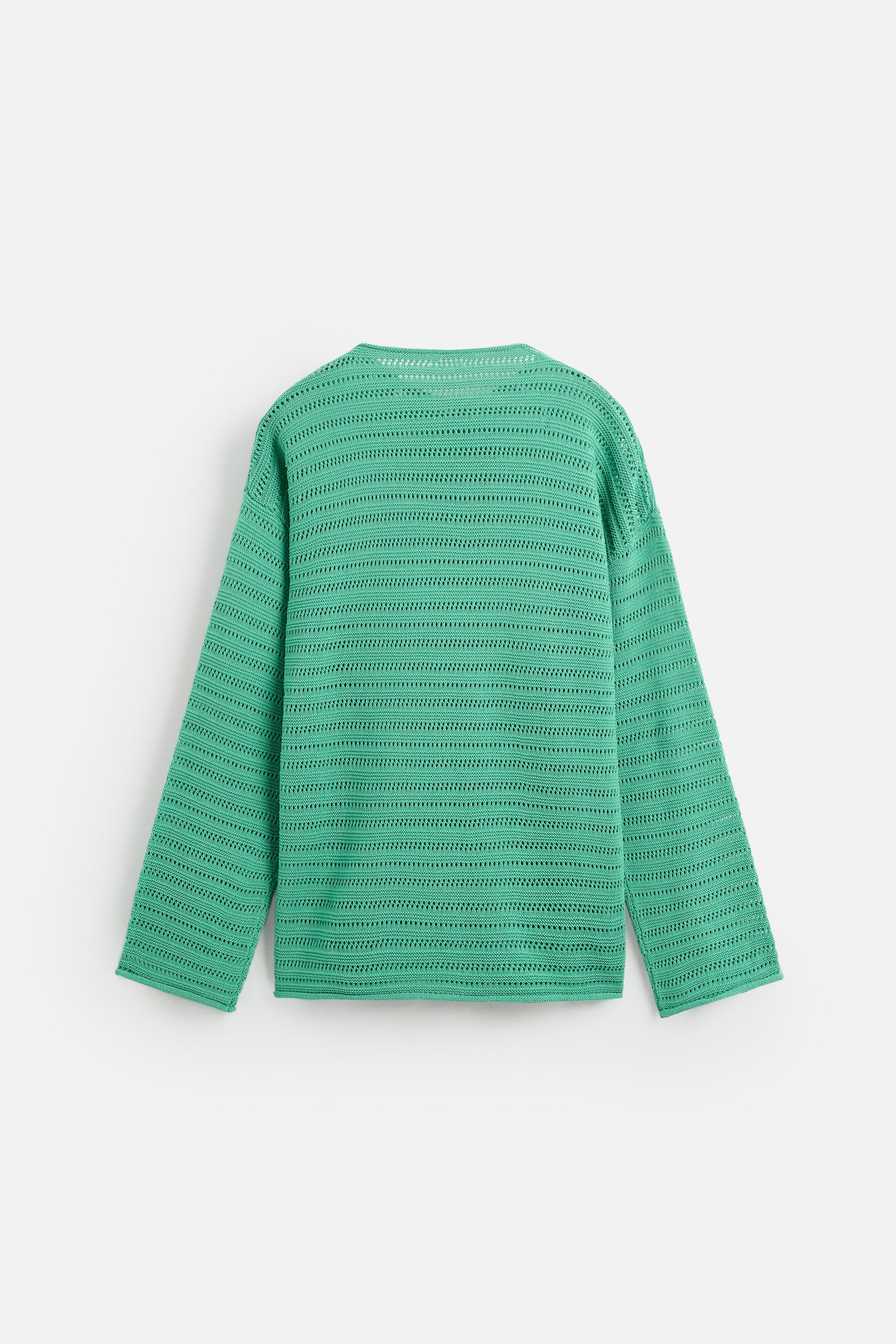 ★ZARA★ OPEN KNIT TEXTURED SWEATER OPEN KNIT TEXTURED SWEATER - Turquoise | ZARA Mexico