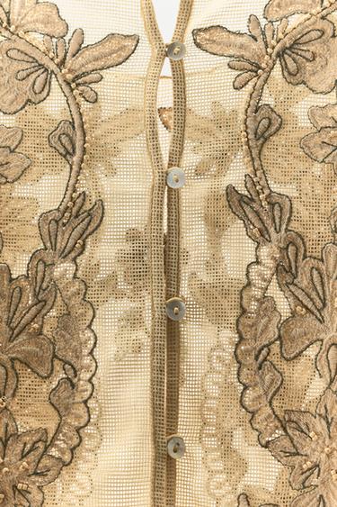 TULLE JUMPSUIT WITH EMBROIDERY AND BEADS - Yellow by Zara - Image 7