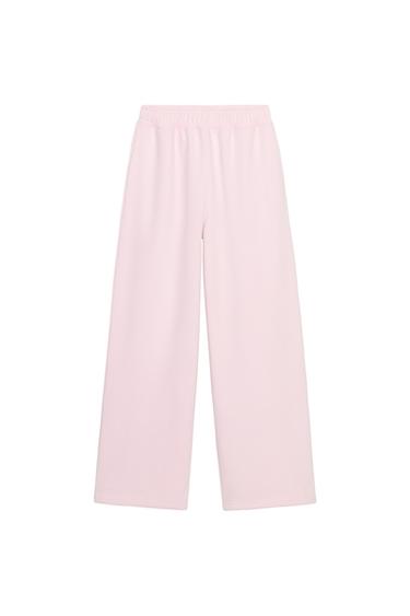 Zara BASIC STRAIGHT-LEG PLUSH PANTS WITH ADJUSTABLE HEM - Pink