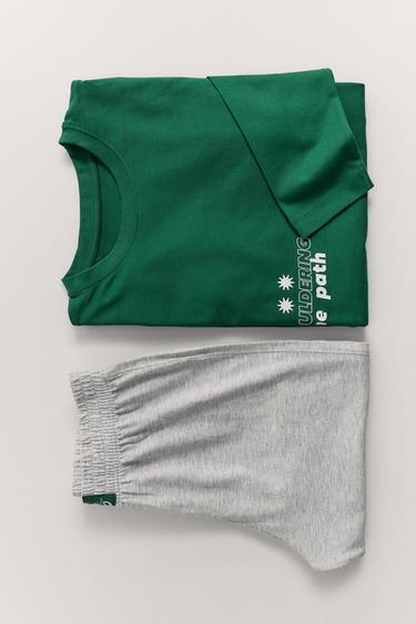 6-14 AÑOS/ PIJAMA MONTAÑA - Verde de Zara