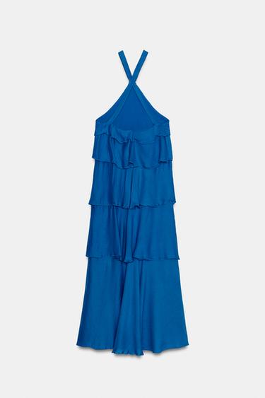ROBE LONGUE À VOLANTS - Cobalt de Zara - Image 9