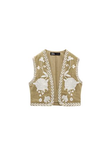 CROPPED WAISTCOAT WITH EMBROIDERY