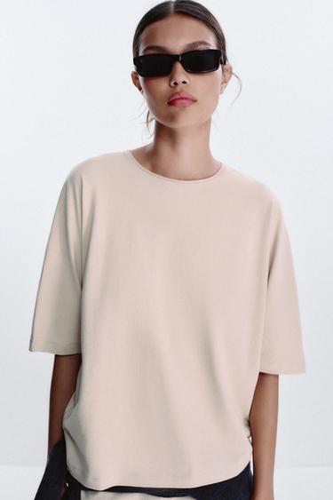 T-SHIRT RUSTIQUE OVERSIZE - Sable de Zara - Image 3