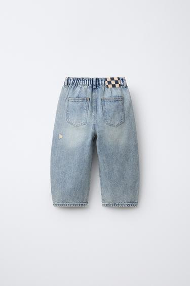 JEANS BARREL ستايل ممزّق - أزرق فاتح by Zara