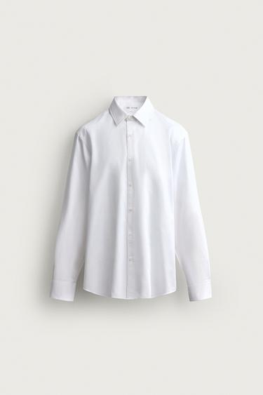 Zara TEXTURED SLIM FIT SHIRT - White
