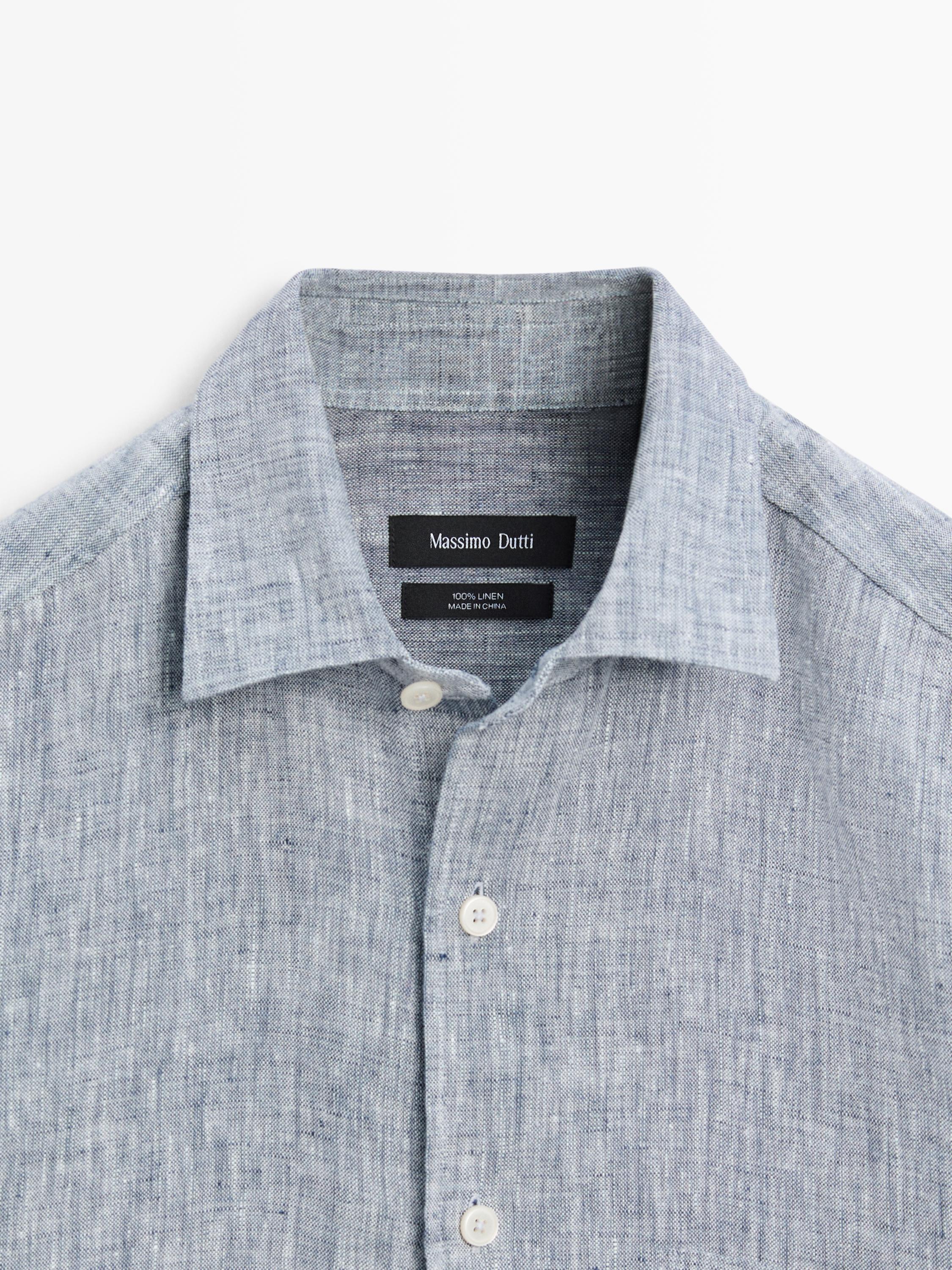Chemise regular fit poche lin