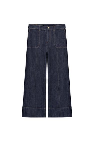 JEAN Z1975 JUPE-CULOTTE TAILLE NORMALE - Bleu de Zara