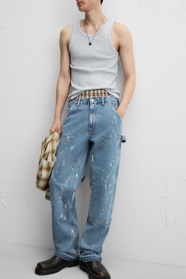 WASHED CARPENTER TROUSERS - Mid-blue by Zara - Image 5