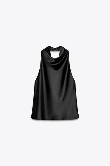 TOP HALTER SATINÉ - Noir de Zara - Image 6