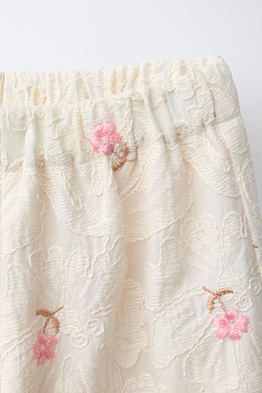 PANTALON À FLEURS BRODÉES - Écru de Zara - Image 2