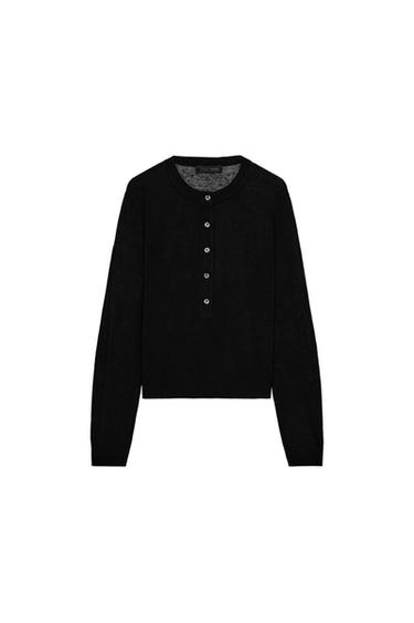 HENLEY KNIT JUMPER - Black by Zara