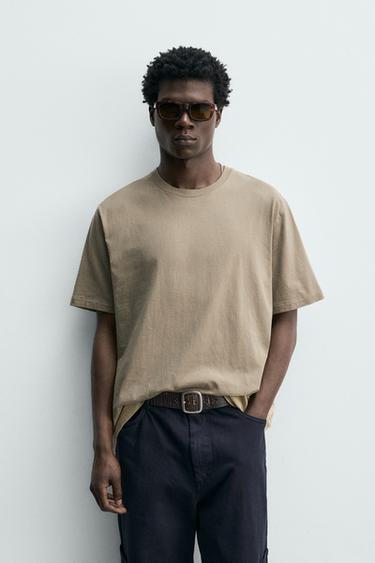 REGULAR FIT LIGHTWEIGHT ORIGINS T-SHIRT - Beige marl by Zara