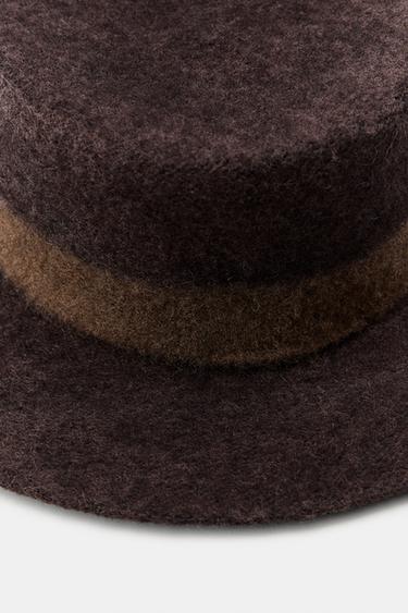 CHAPEAU AVEC LAINE LIGNE CONTRASTE - Marron de Zara - Image 1