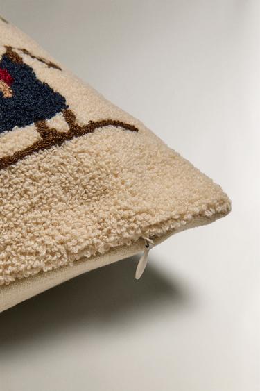 CHRISTMAS SNOWY HOUSE CUSHION COVER - Blue by Zara - Image 3