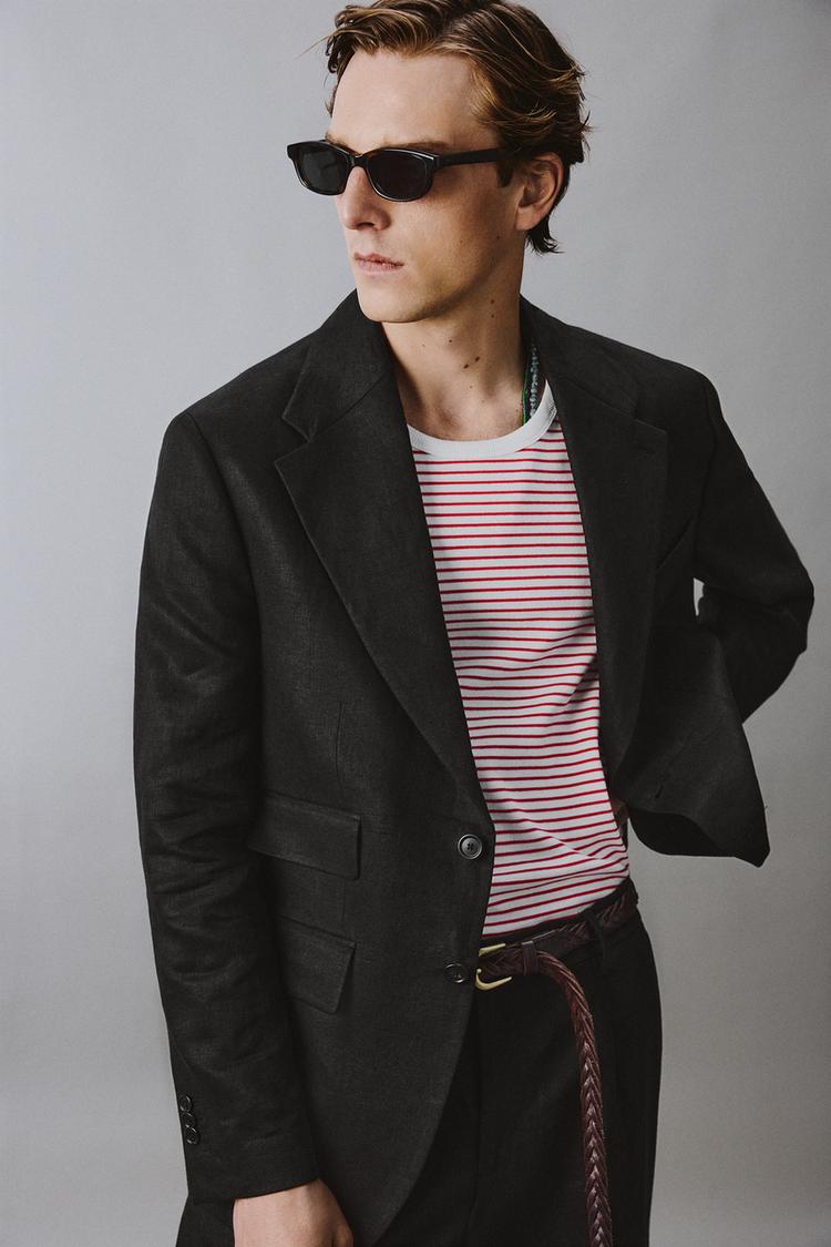 ZARA 100% LINEN TWILL SUIT BLAZER AARON LEVINE X ZARA