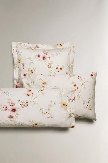 FLORAL PRINT SATEEN PILLOWCASE - Oyster-white by Zara - Image 0