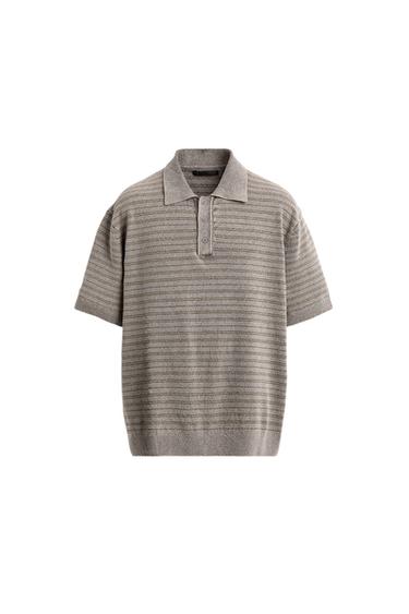 BOUCLÉ TEXTURED KNIT POLO SHIRT