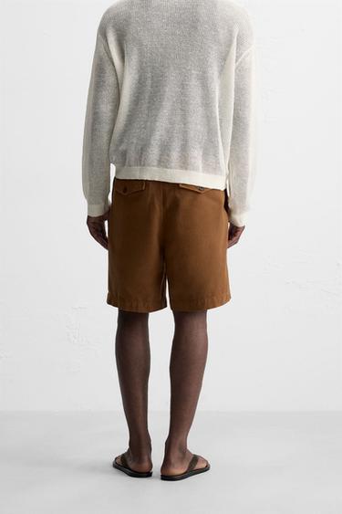 RELAXED FIT PLEATED BERMUDA SHORTS - Caramel by Zara - Image 2