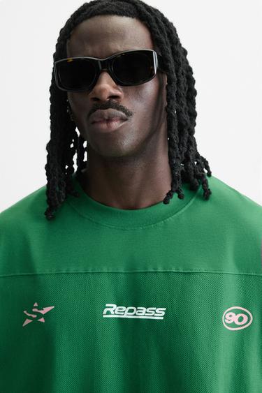 T-SHIRT BANDE RÉSILLE - Vert de Zara - Image 4