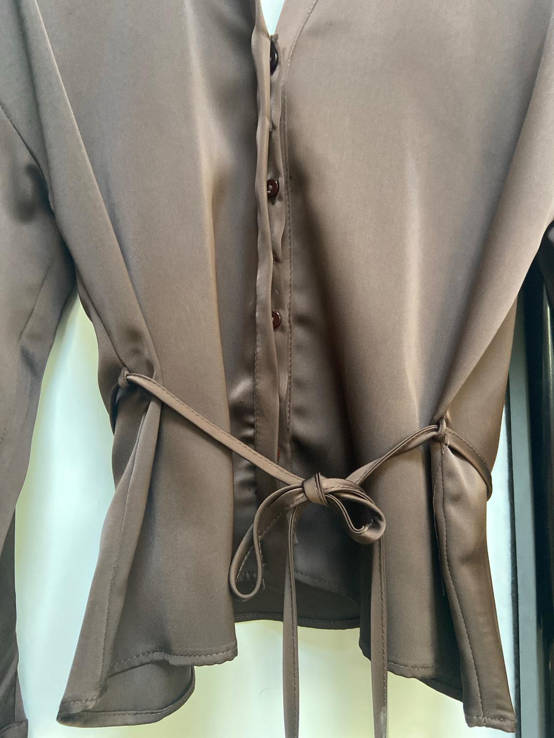 SATIN BLOUSE WITH BELT - Image 2