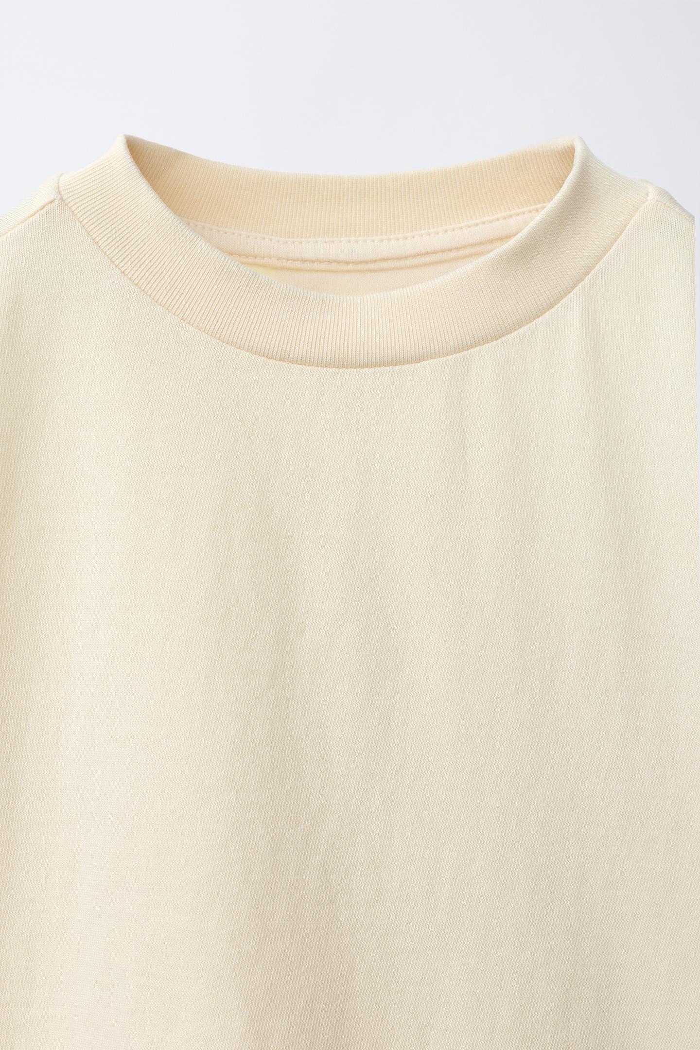 Детская футболка Zara Double Long-Sleeve T-SHIRT, цвет: Экрю — фото 3