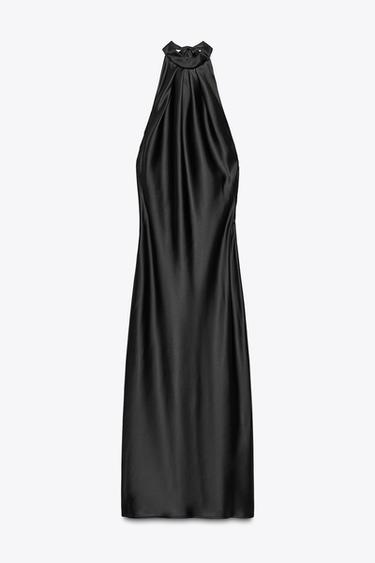 ROBE MIDI SATINÉE DOS NU - Noir de Zara - Image 7