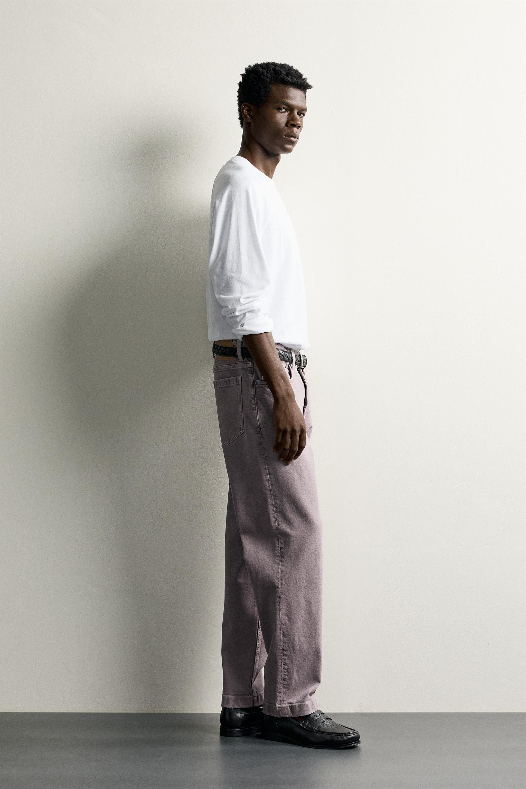 Мужские брюки Zara WASHED STRAIGHT FIT PANTS — фото 4