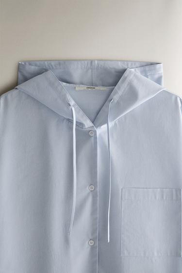 CHEMISE À CAPUCHE RAYURES - Bleu de Zara - Image 1