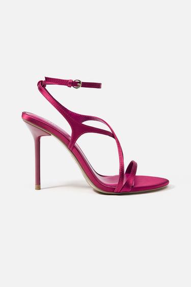 SATIN-EFFECT HIGH HEEL SANDALS - Pink by Zara