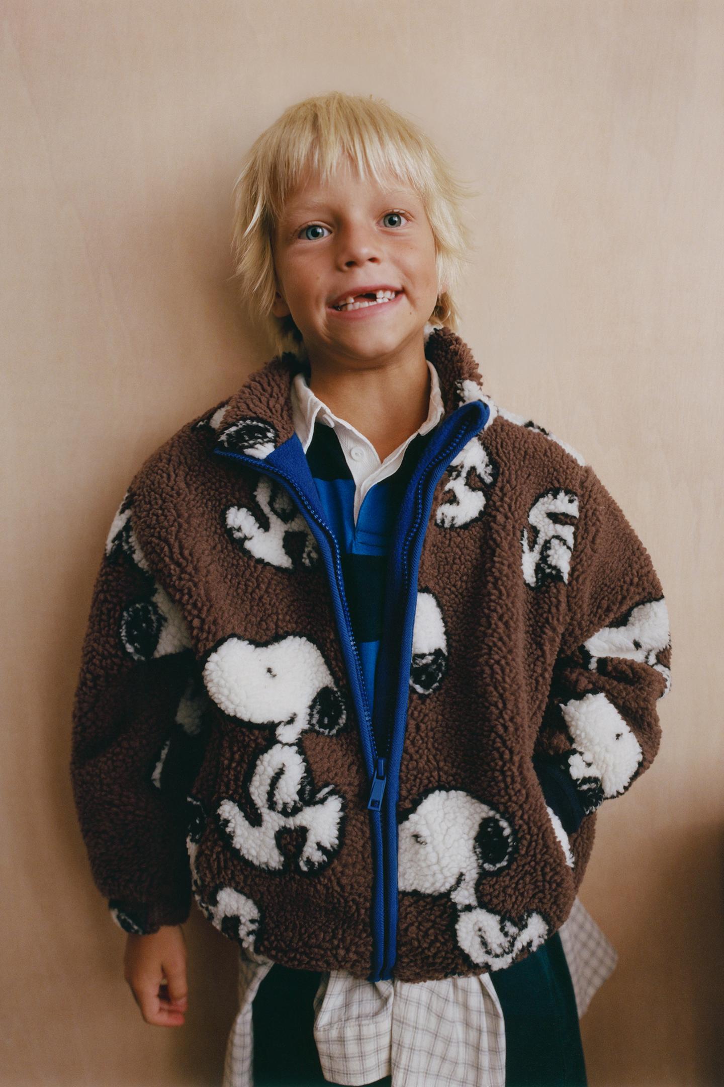 Детская куртка Zara Snoopy Peanuts™ Shearling-Effect, цвет: Коричневый — фото 1