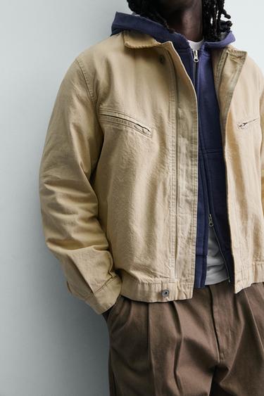 CROPPED FIT JACKET WITH CORDUROY COLLAR - Yellow by Zara - Image 4