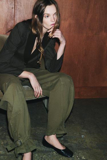 Zara ZW COLLECTION BARREL CARGO PANTS - Khaki