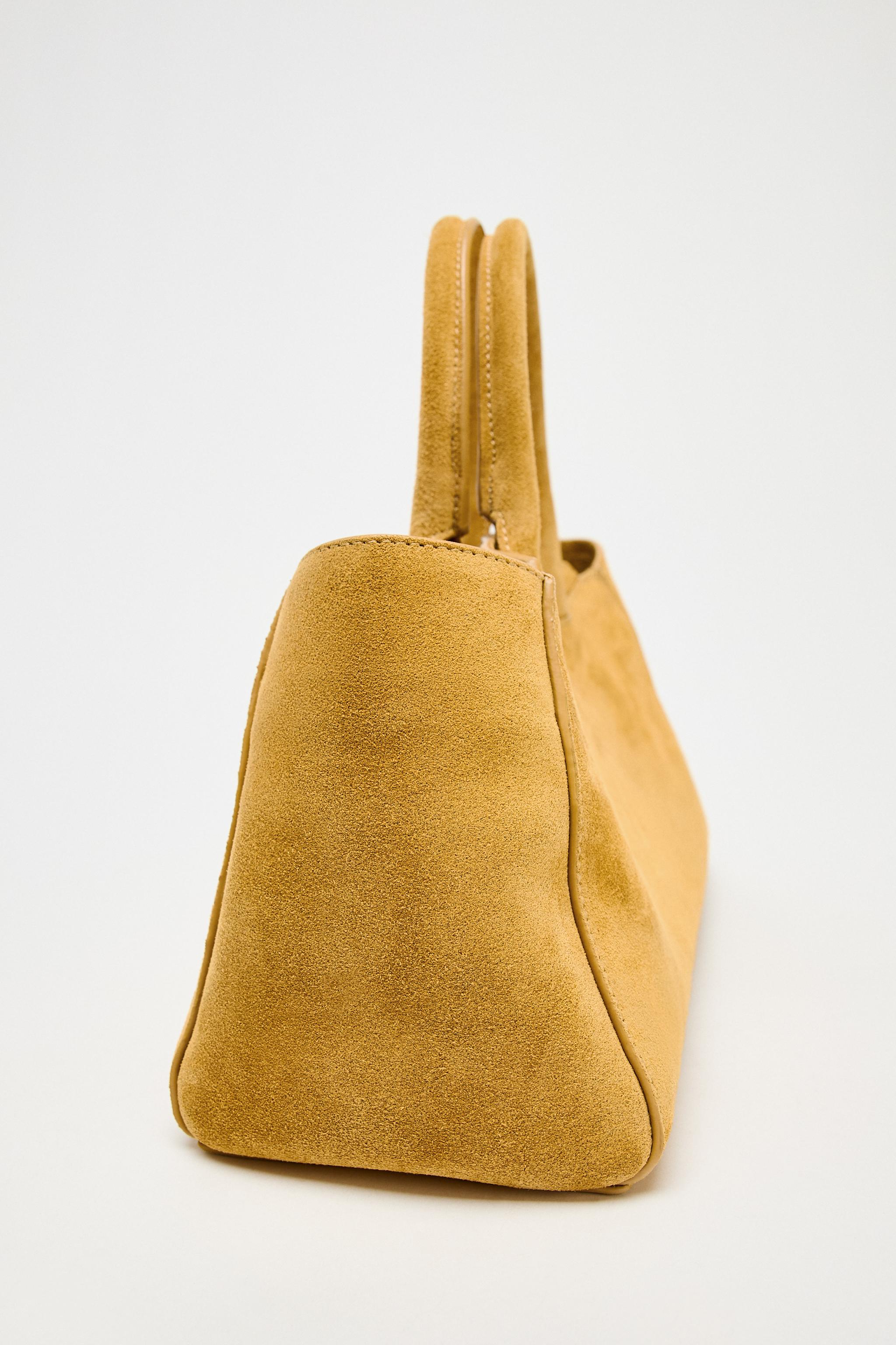 【ZARA】スエードミニシティバッグ  | 6490/510/300 MINI SPLIT LEATHER CITY BAG - Yellow | ZARA United States