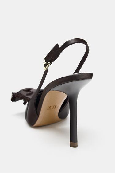 SATIN-FINISH SLINGBACK SHOES WITH BOW - Brown by Zara - Image 5