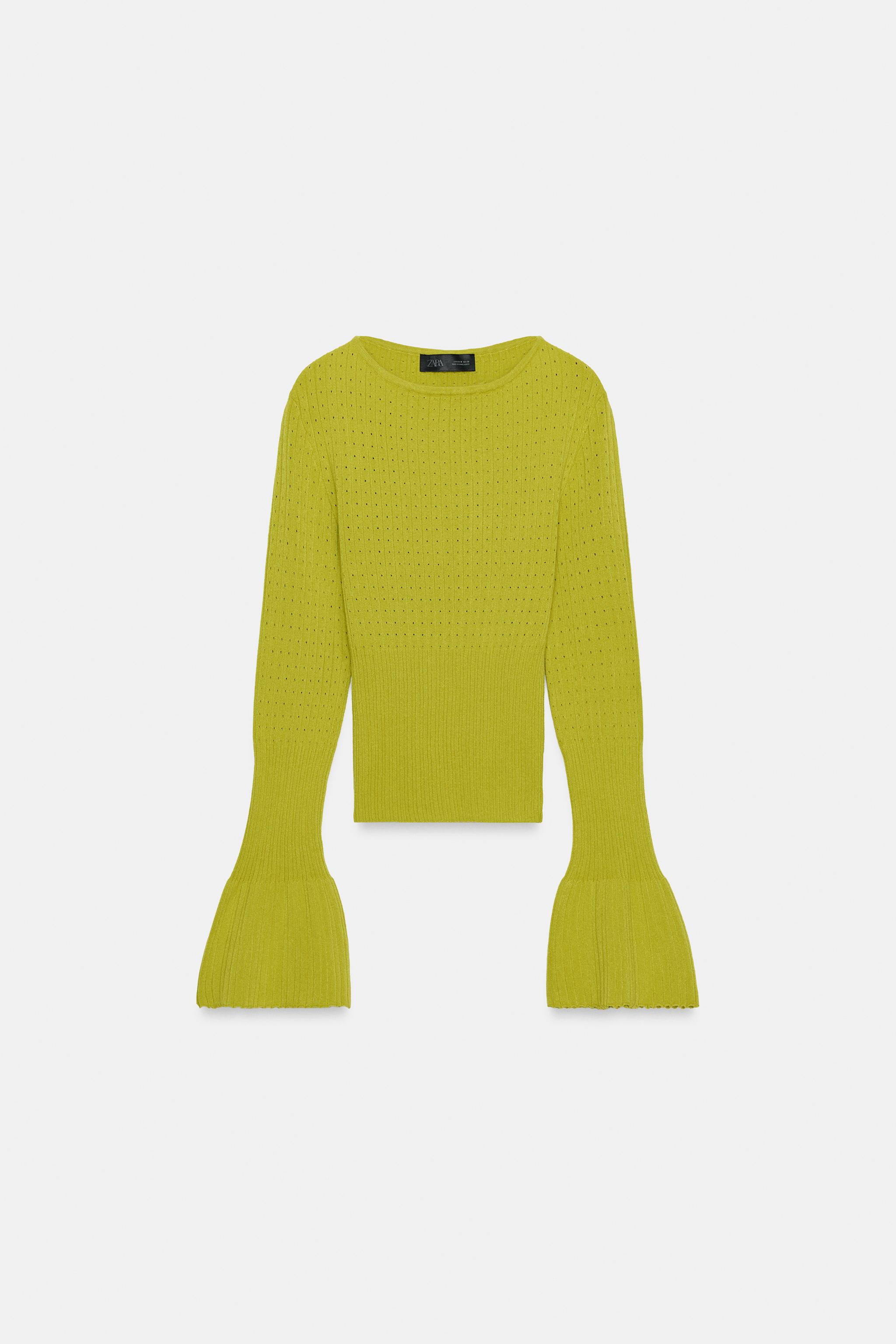 PULL EN MAILLE POINTELLE À MANCHES ÉVASÉES