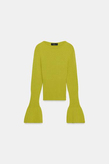 JERSEY PUNTO POINTELLE MANGA CAMPANA - Verde de Zara - Imagen 0