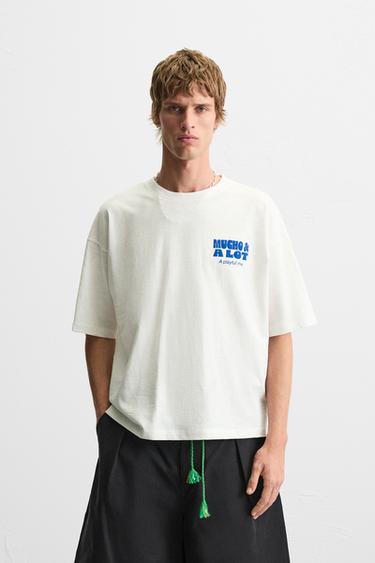 CAMISETA TEXTO ESTAMPADO - Blanco de Zara