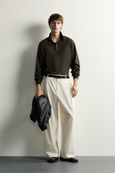 POLO DE MALHA DE LÃ - Caqui-escuro da Zara - Imagem 0