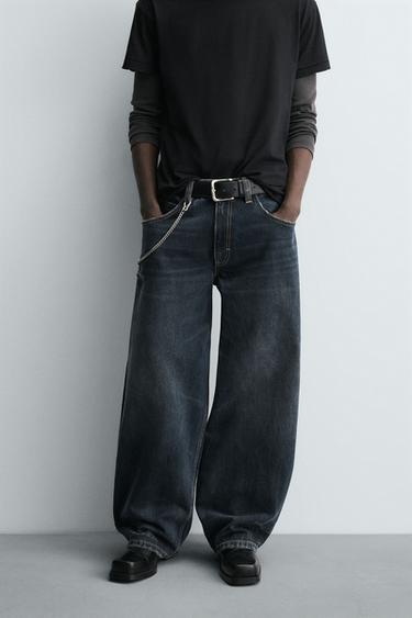 JEANS BALLOON FIT LAVADO - Azul / Cinzento da Zara